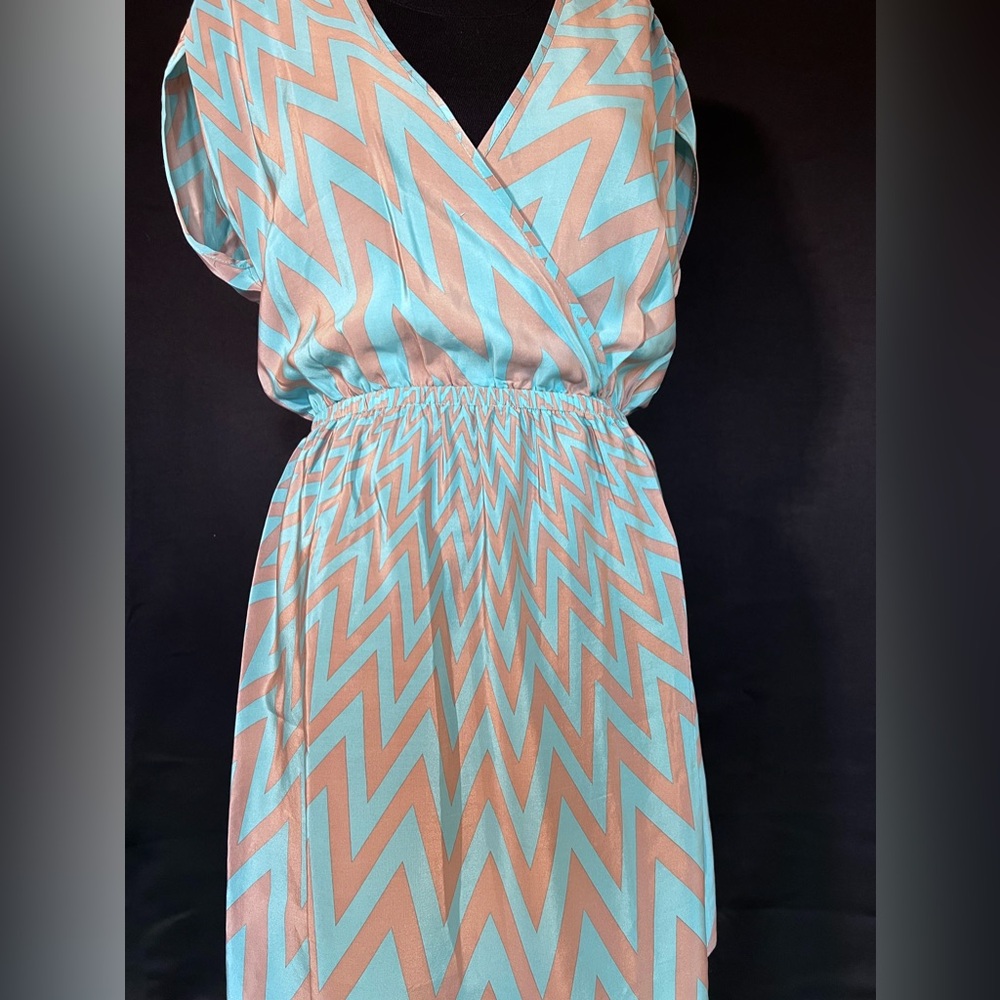 Amanda Uprichard silk zig zag agua wrap dress